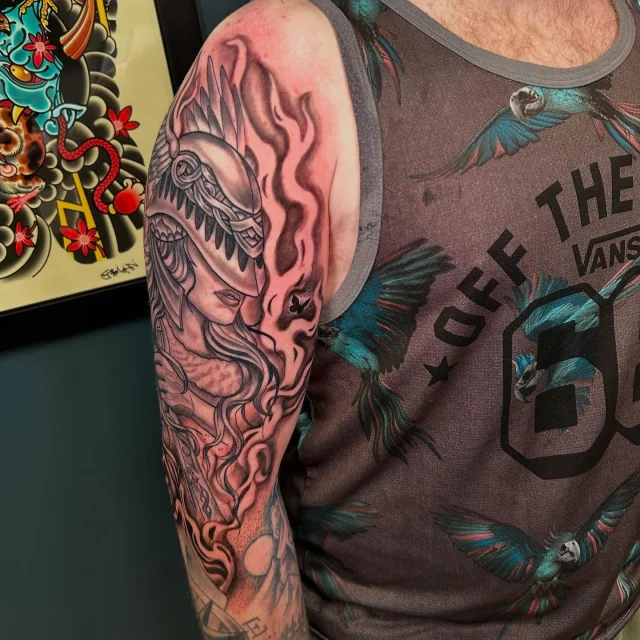 Got a good amount done in two sessions this past month on @connor_shaw7.  Last two photos are just of Malenia from Elden Ring which was the first session then added the scarlet rot background on the second session last week!  Fun piece so far can’t wait to get back into the inside of the arm!  Thank you for making the trek each time Connor!  I appreciate it! ⚔️