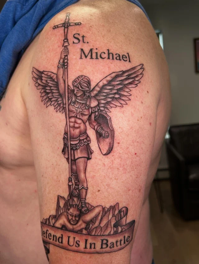 Tattooed my buddy Larry this week!  Always great catching up and always an honor to tattoo you @larryprays_n_runs thanks for being awesome!  Last photo is the first tattoo I did on him years ago good to see it holding up well.  God Bless and Thank You 🙏🏼🌿