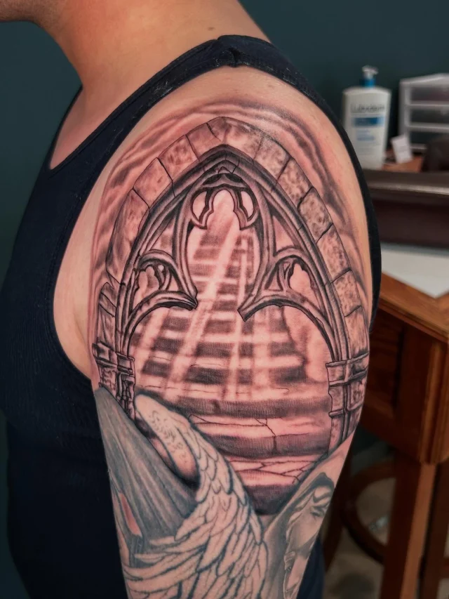 Thank you Tayler for coming in a getting another piece!  We’ve been chipping away at filling up the open areas on his arm at a great pace so far!  I appreciate the loyalty and trust! 🕊️