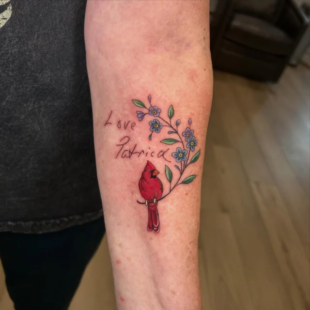 A little over a month ago I was fortunate enough to be able to tattoo a fellow artist, Teacher, and, friend!  @nancyleier59 tolerated me for years in south high schools art class where I learned an incredible amount from her!  We talked about some really great times we had in that school making art and reminisced on all the great experiences that teaching has fostered for her as an educator and me as a student!  I am truly humbled to be able to tattoo on someone so special and have it be such a special piece.  On top of it all I was gifted with a truly incredible piece of art that she made in her studio!  Again Leier Than You so much for trust, great conversations, and always believing in me!